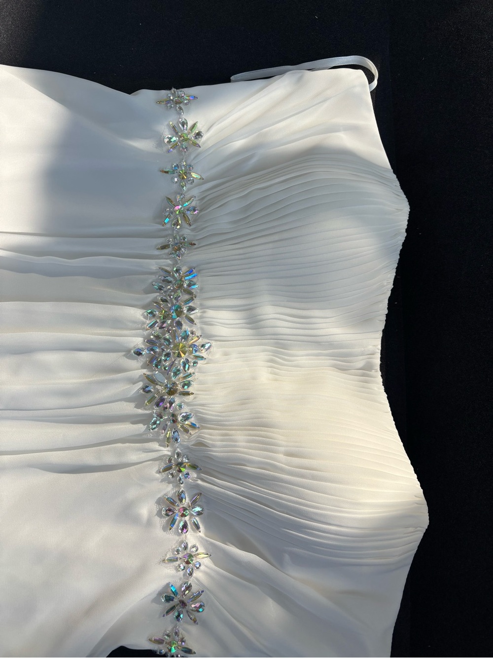 White Strapless Dress with Crystal Embellishment